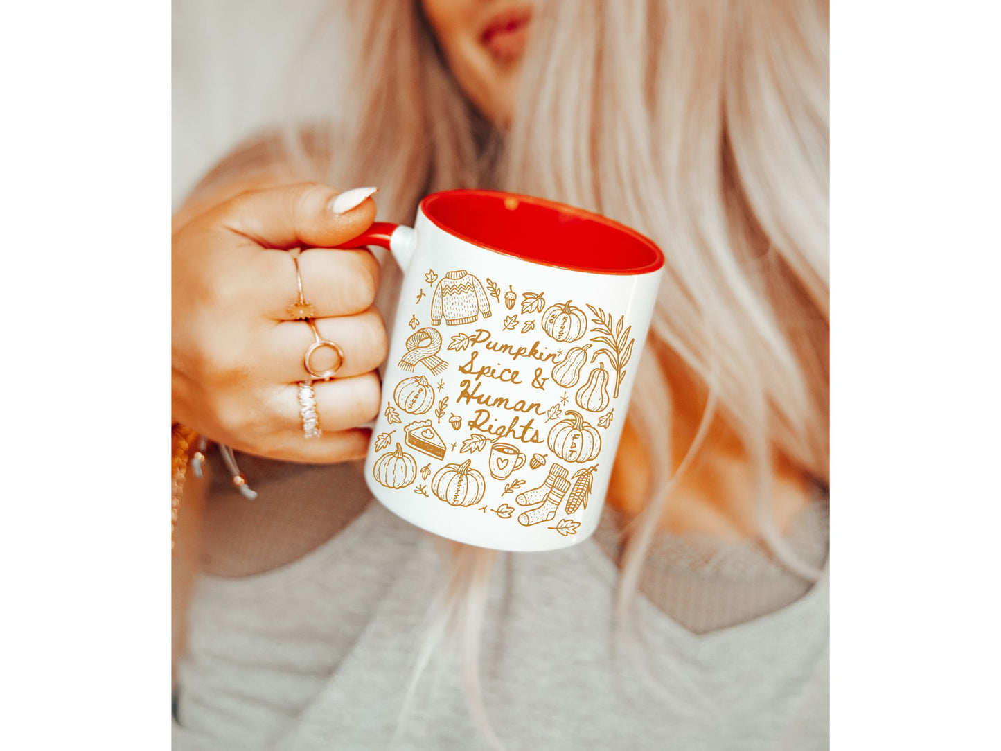 Pumpkin Spice and Human Rights Subtle Anti Trump Hidden Message Mug (11oz. or 15 oz.)