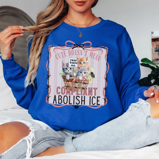 Abolish Ice Kitten Long Sleeved Tee