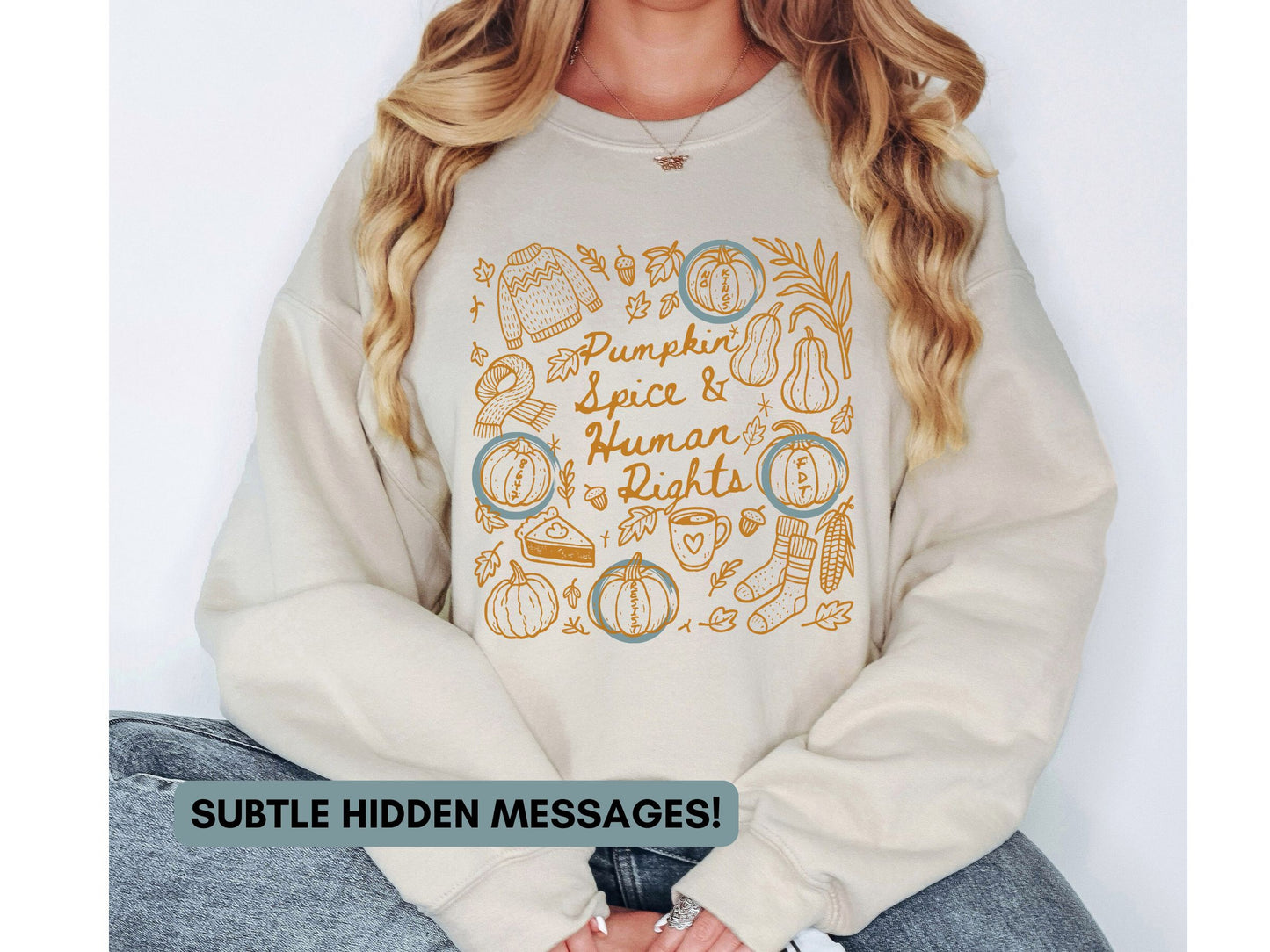 Pumpkin Spice and Human Rights Subtle Fuck Trump Crewneck Sweatshirt