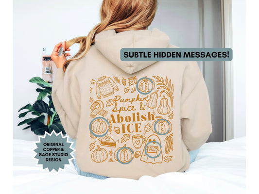 Abolish Ice Fall Doodles Halloween Hooded Sweatshirt