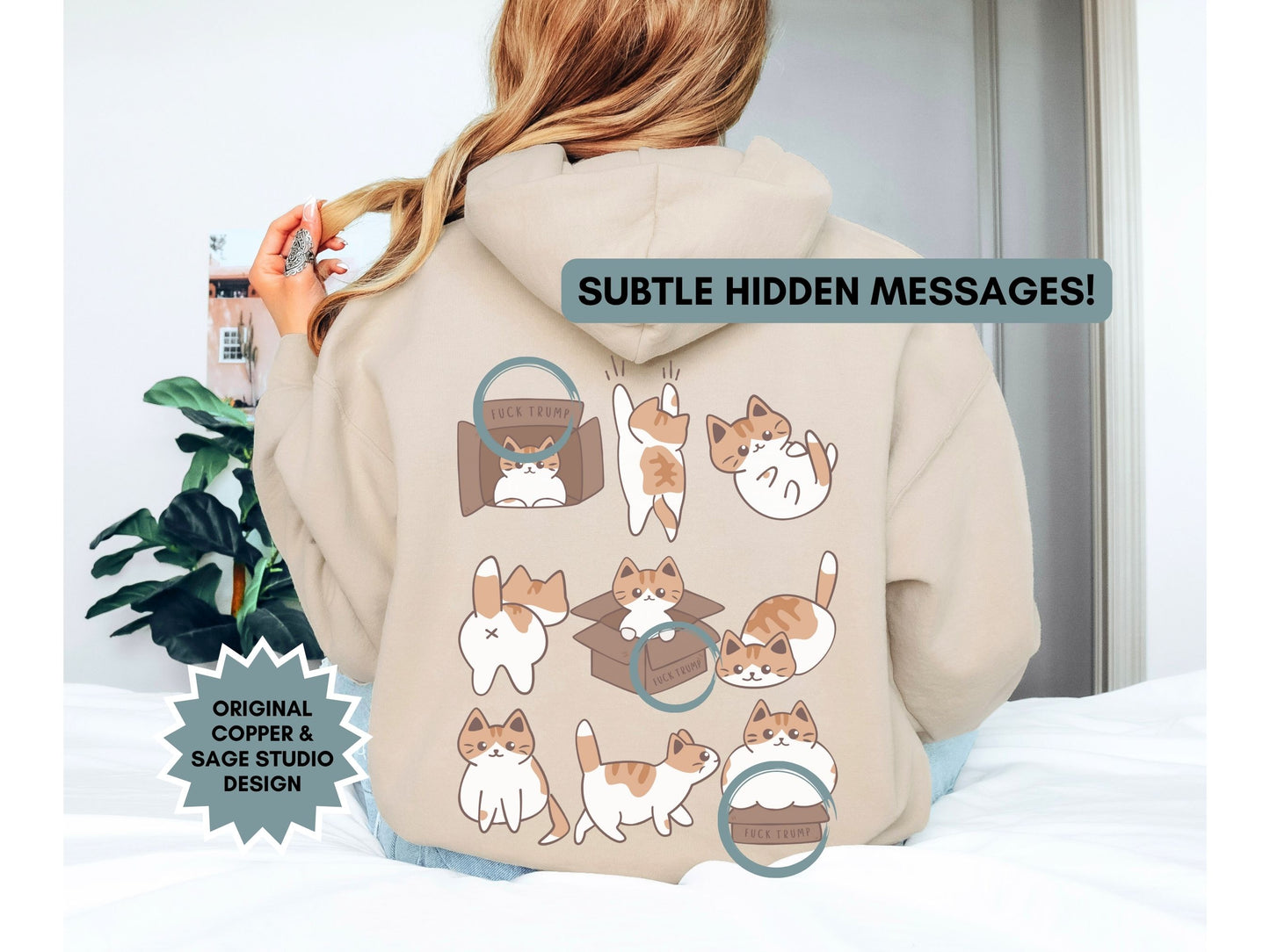 Calico Cat Fuck Trump Hooded Sweatshirt