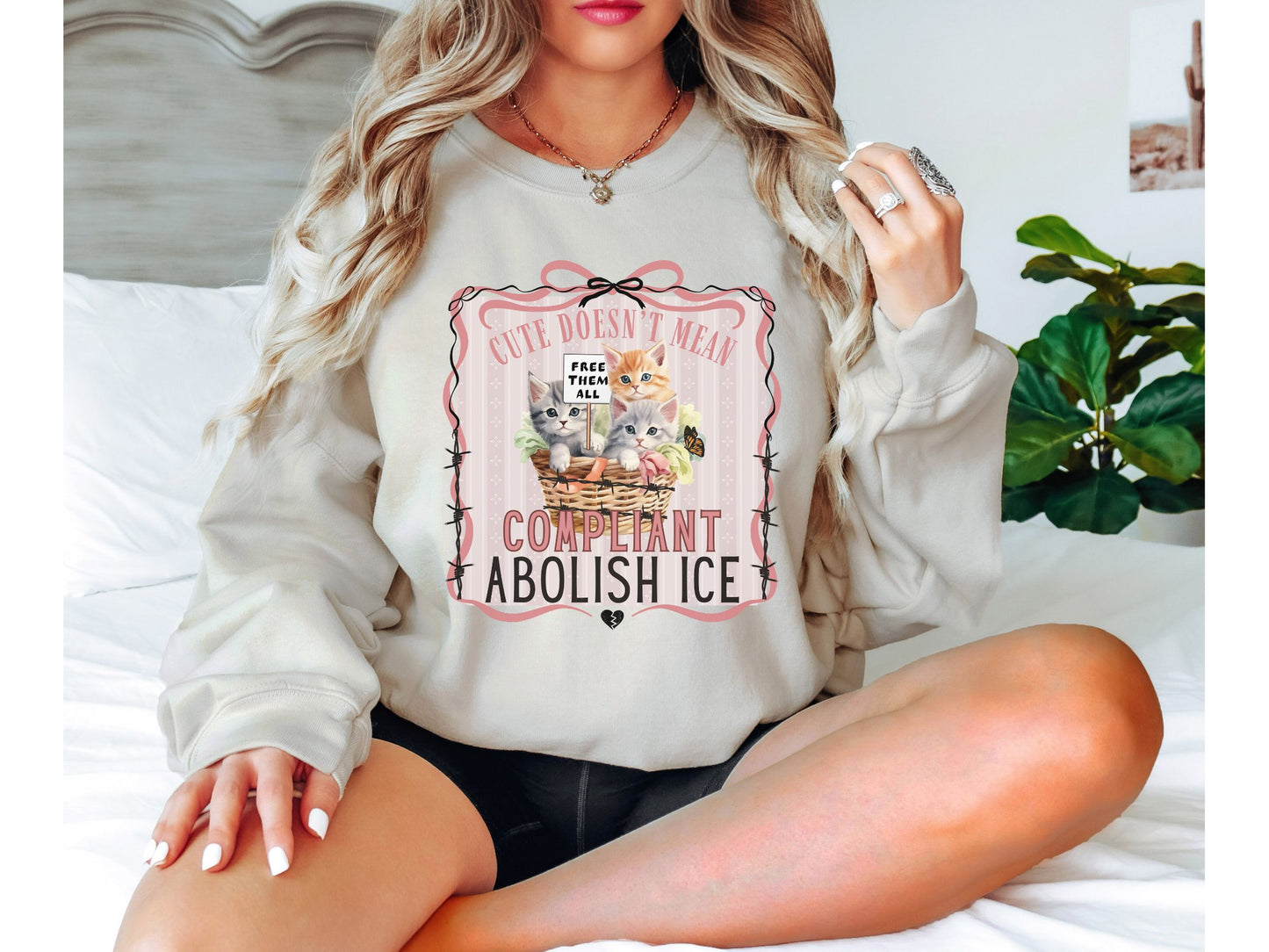 Abolish Ice Kitten Crewneck Sweatshirt