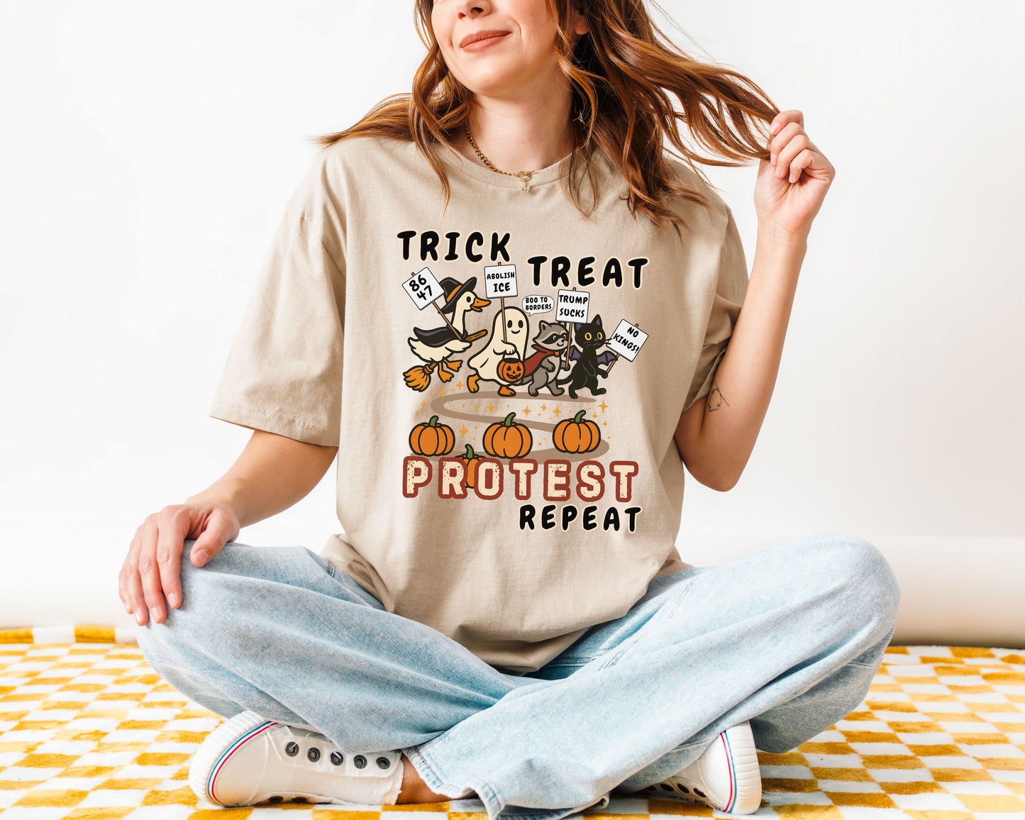 Abolish Ice Anti Trump Trick Treat Protest Repeat Halloween Shirt