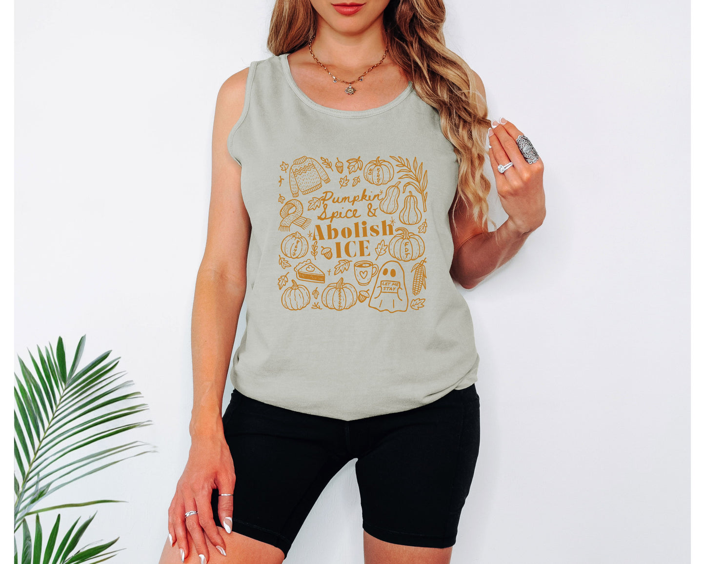 Abolish Ice Fuck Trump Fall Doodles Comfort Colors Tank Top