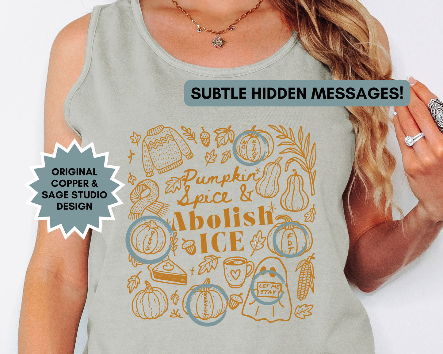 Abolish Ice Fuck Trump Fall Doodles Comfort Colors Tank Top