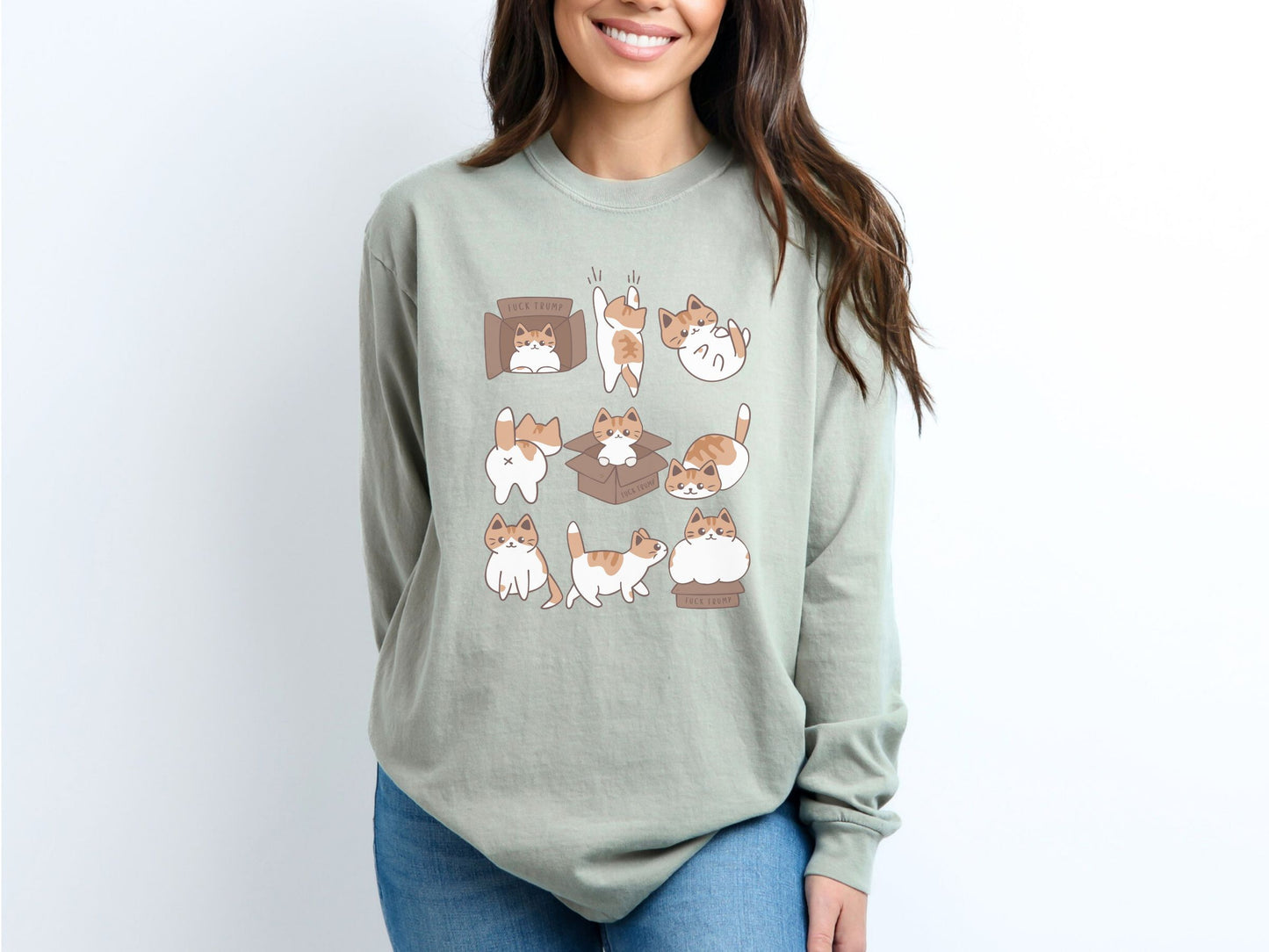 Calico Cat Fuck Trump Comfort Colors Long Sleeved Tee Shirt