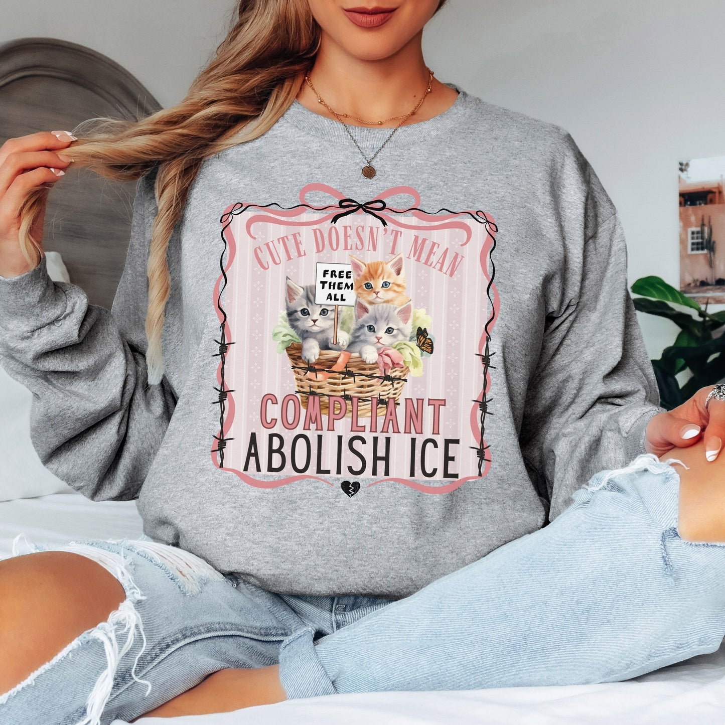 Abolish Ice Kitten Long Sleeved Tee