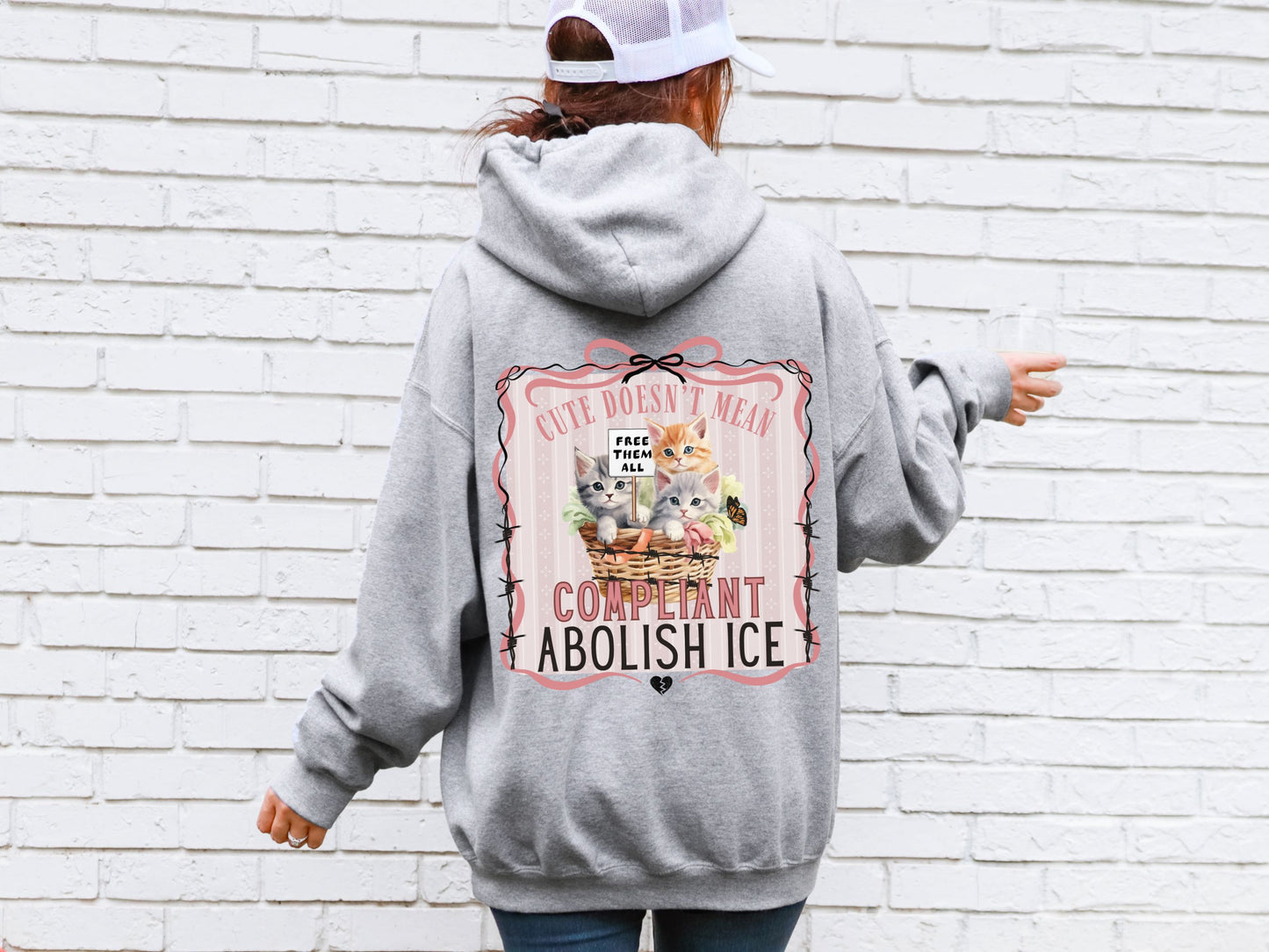 Abolish Ice Kitten Pro Immigrant Hooded Sweatshirt