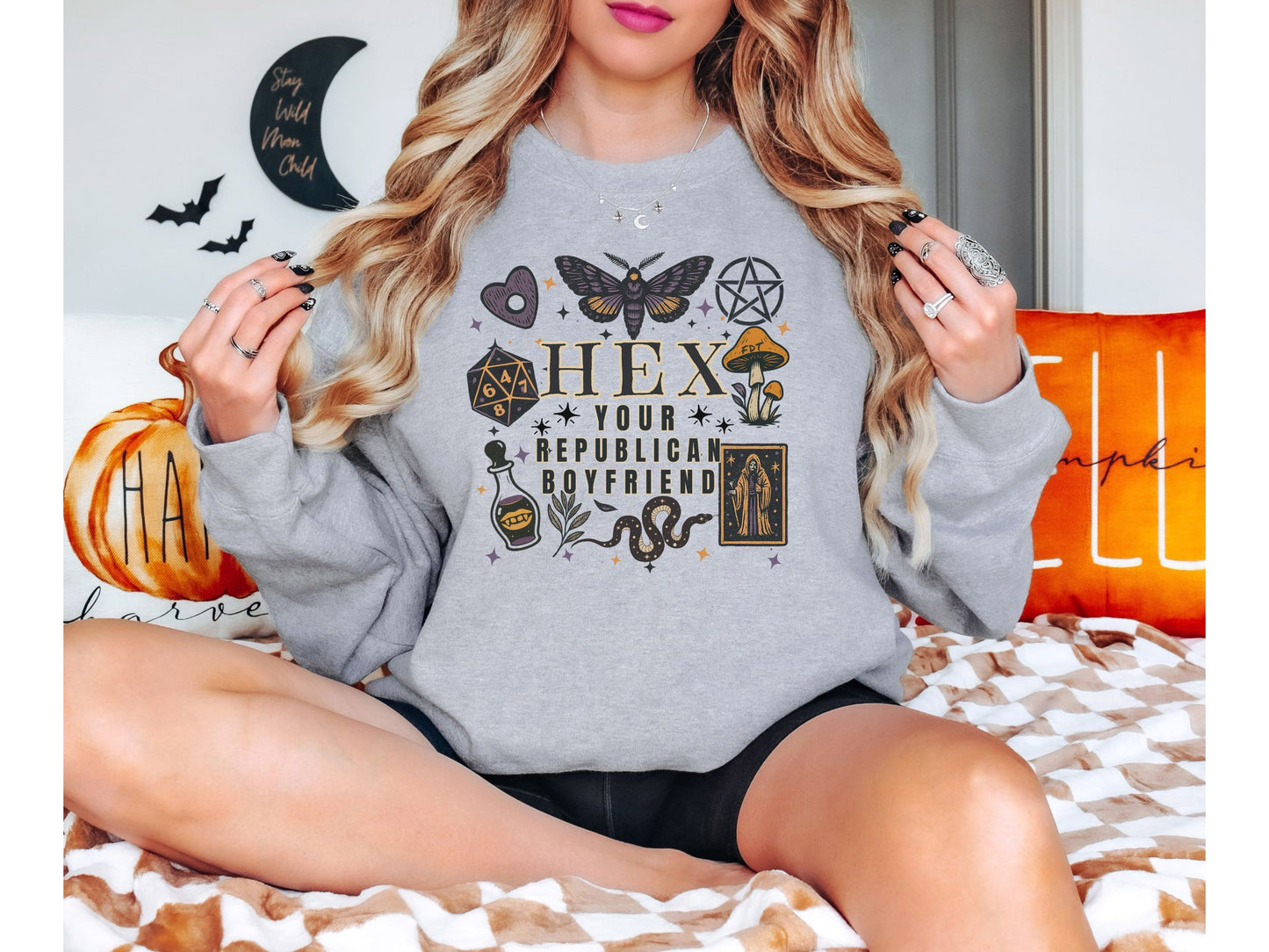 Hex Your Republican Boyfriend Anti Trump Halloween Crewneck Sweatshirt