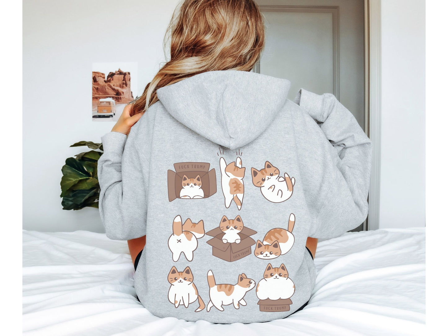 Calico Cat Fuck Trump Hooded Sweatshirt