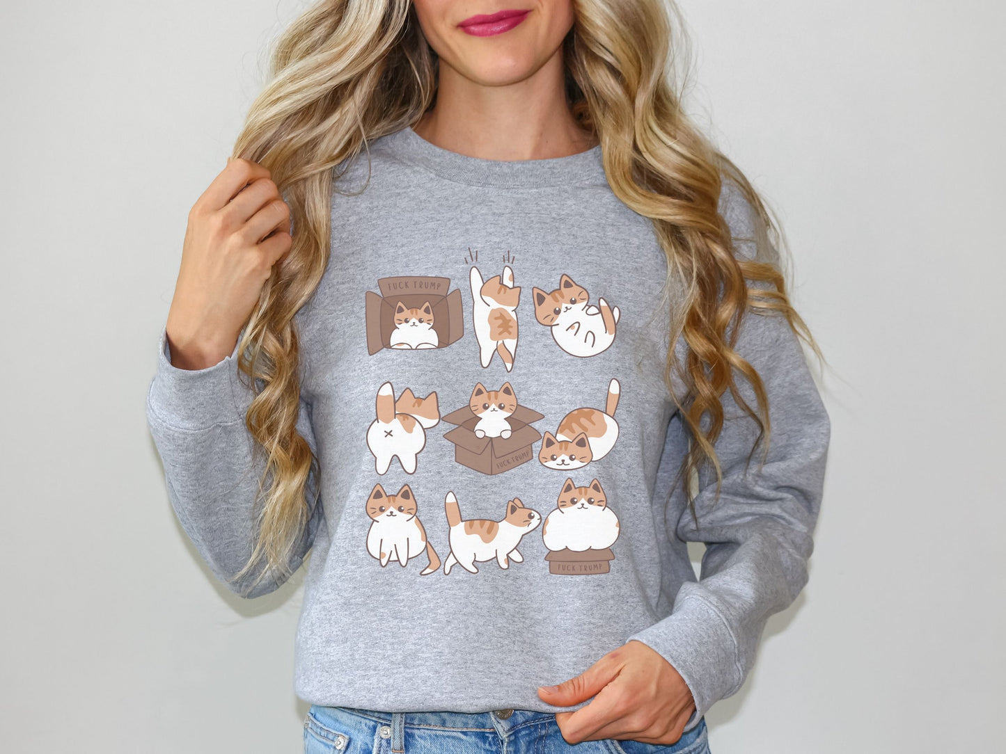 Calico Cat Fuck Trump Crewneck Sweatshirt