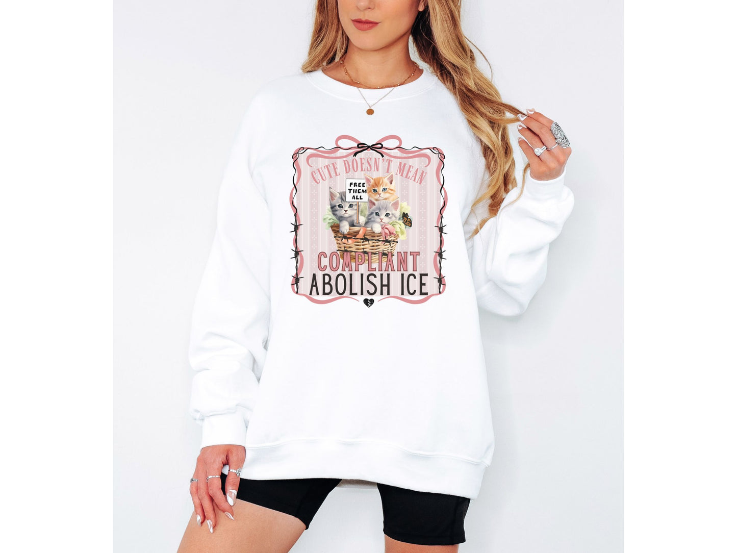 Abolish Ice Kitten Crewneck Sweatshirt