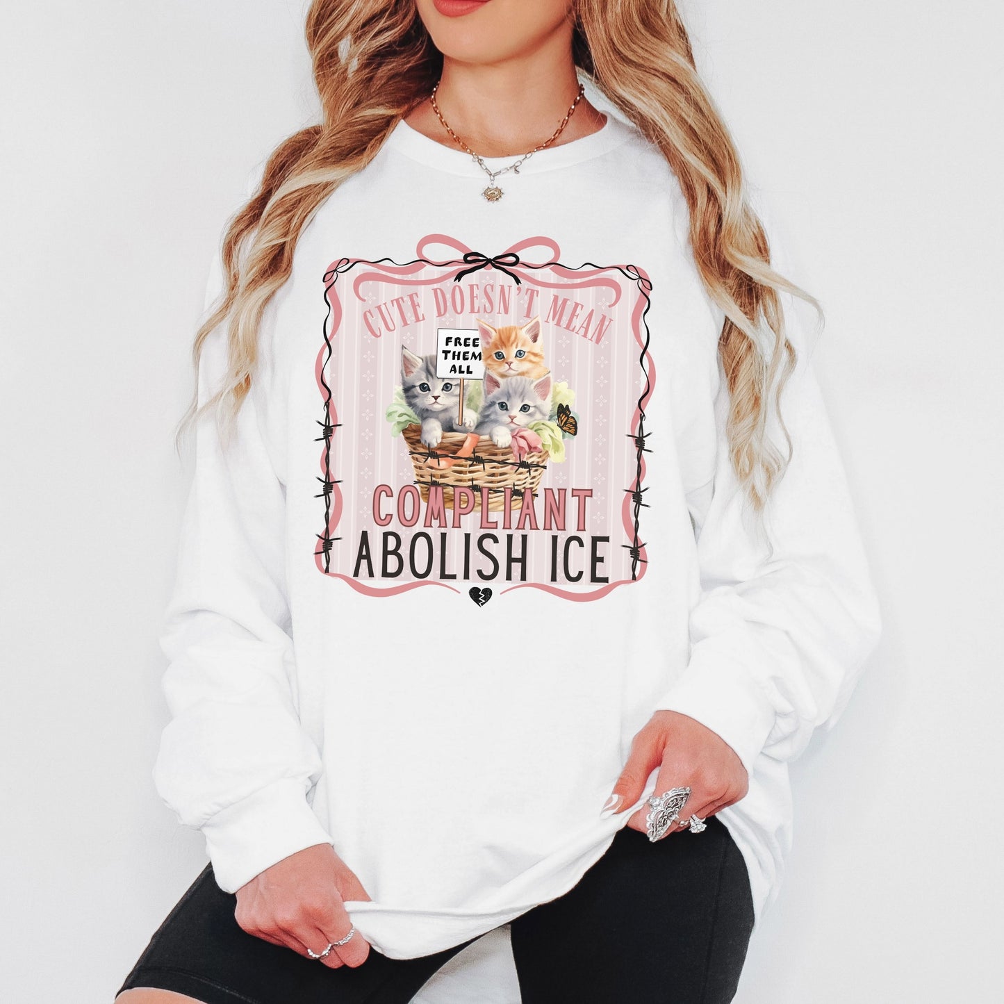Abolish Ice Kitten Long Sleeved Tee
