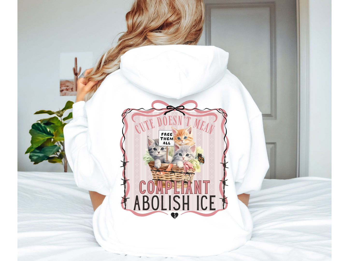 Abolish Ice Kitten Pro Immigrant Hooded Sweatshirt