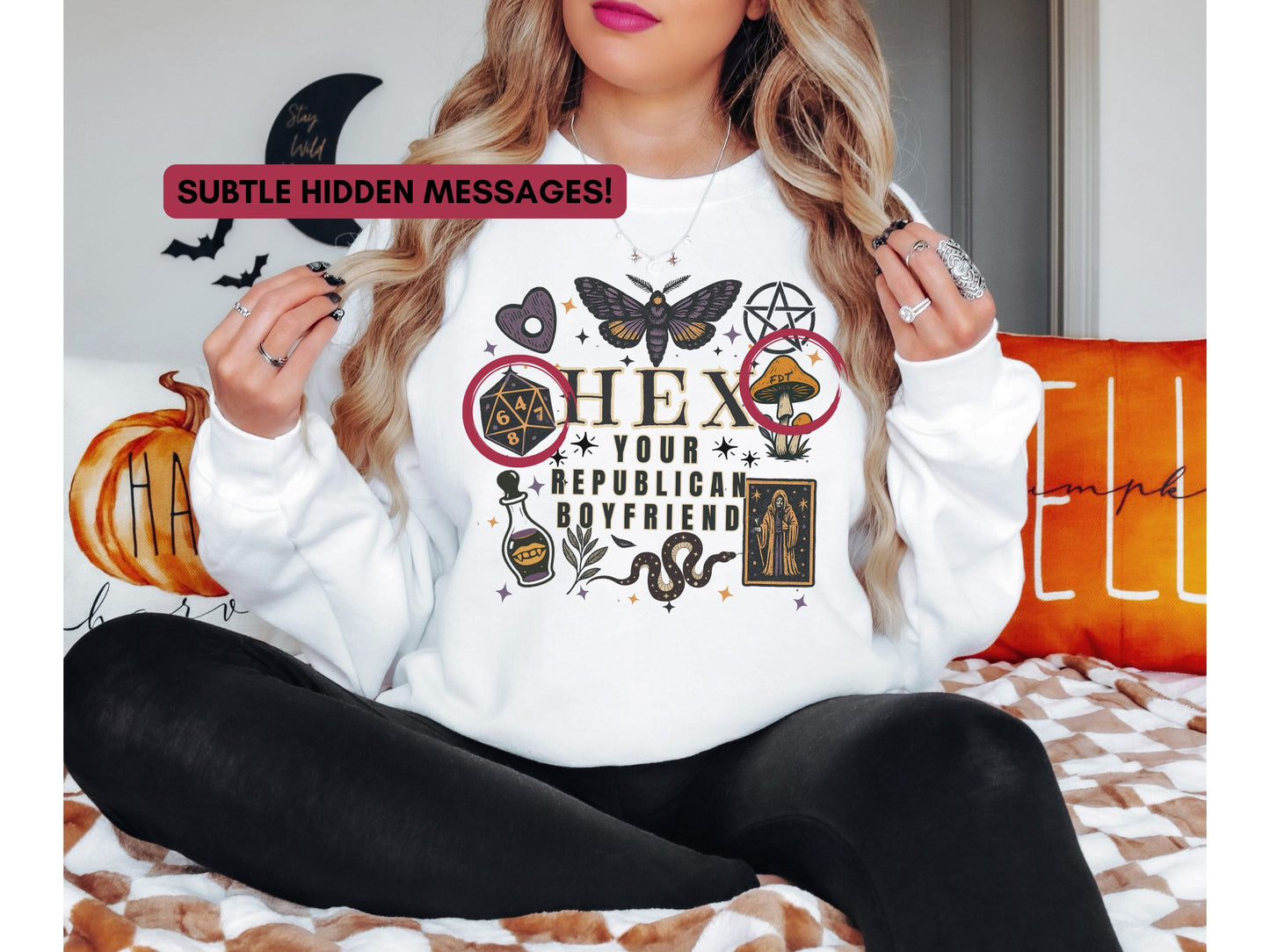 Hex Your Republican Boyfriend Anti Trump Halloween Crewneck Sweatshirt