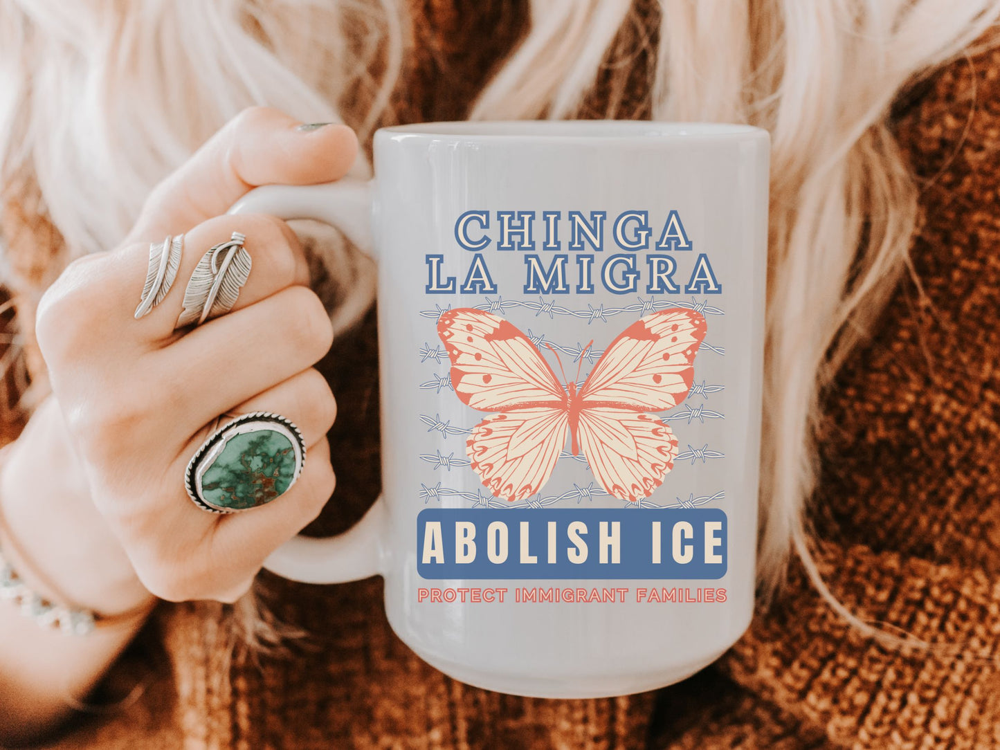 Chinga La Migra Abolish Ice White Mug