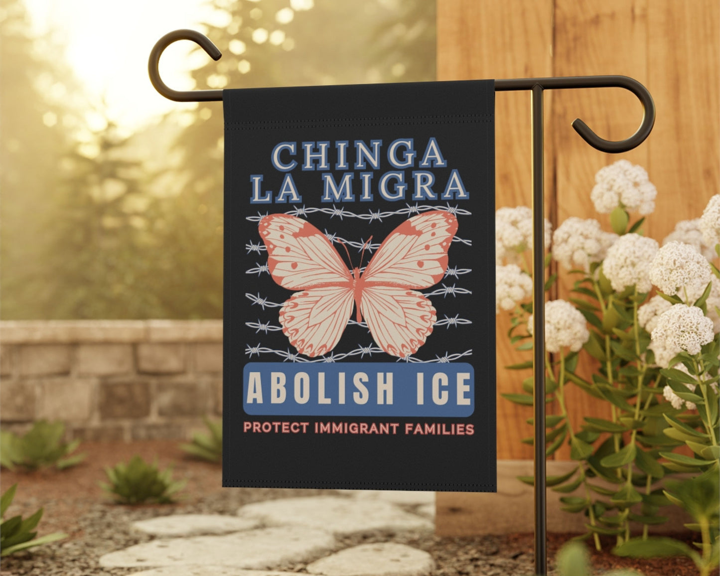Chinga La Migra Abolish Ice Yard Flag