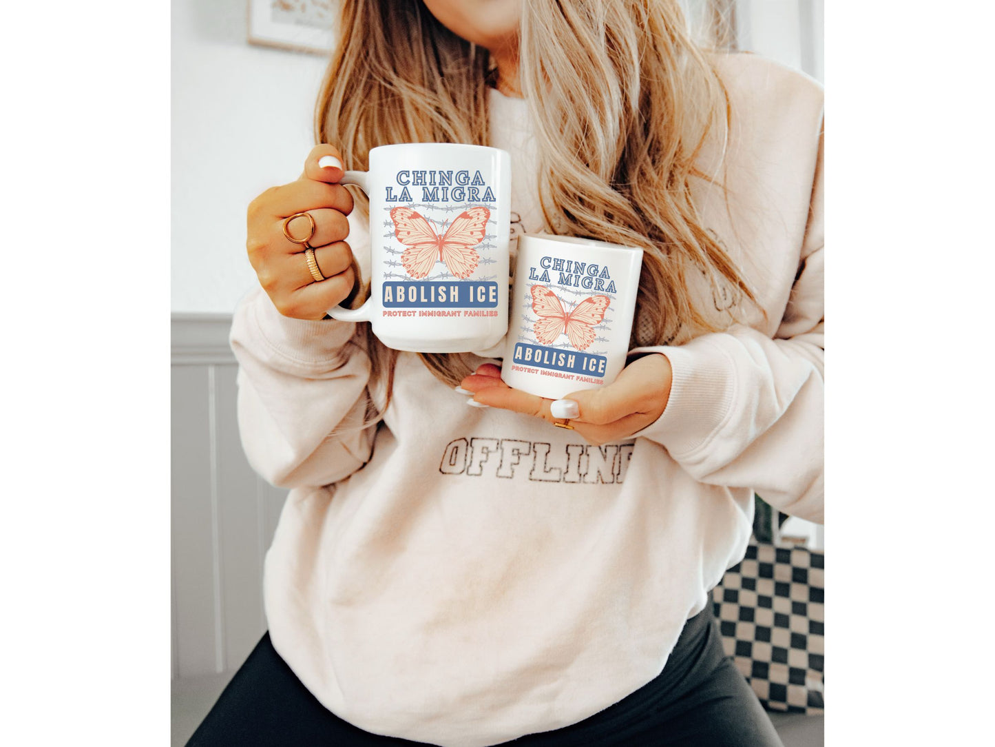 Chinga La Migra Abolish Ice White Mug