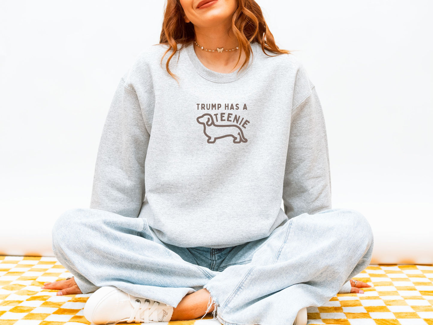 Anti Trump Teenie Weenie Dauhshund Crewneck Sweatshirt