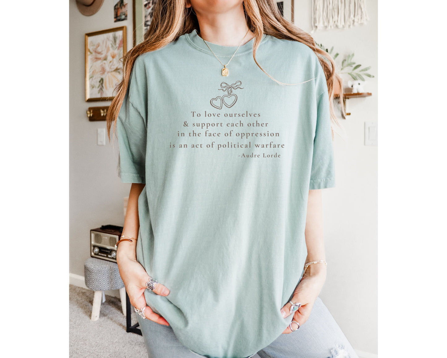 Political Quote Locket Necklace Comfort Colors Tee Shirt