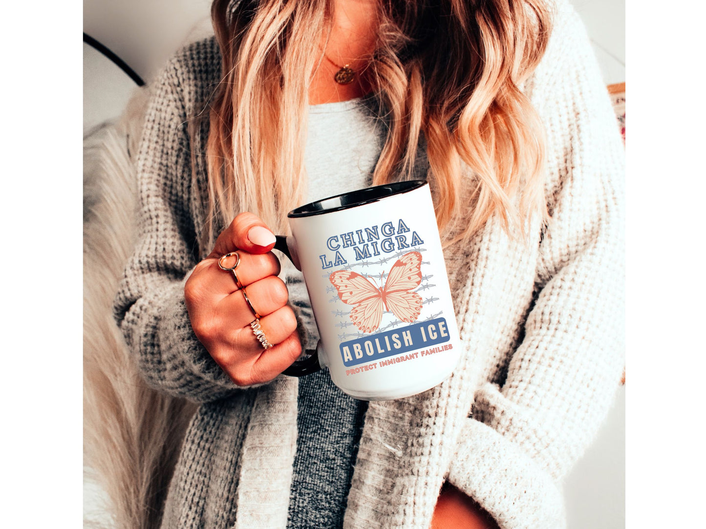 Chinga La Migra Abolish Ice Monarch Mug