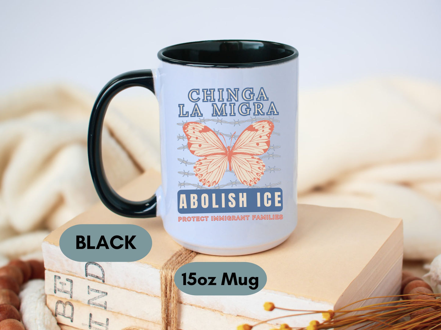 Chinga La Migra Abolish Ice Monarch Mug