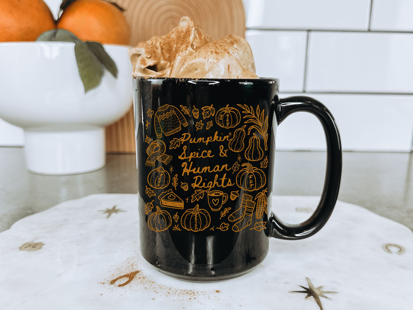 Pumpkin Spice and Human Rights Anti Trump Hidden Messages Mug (11 or 15oz)