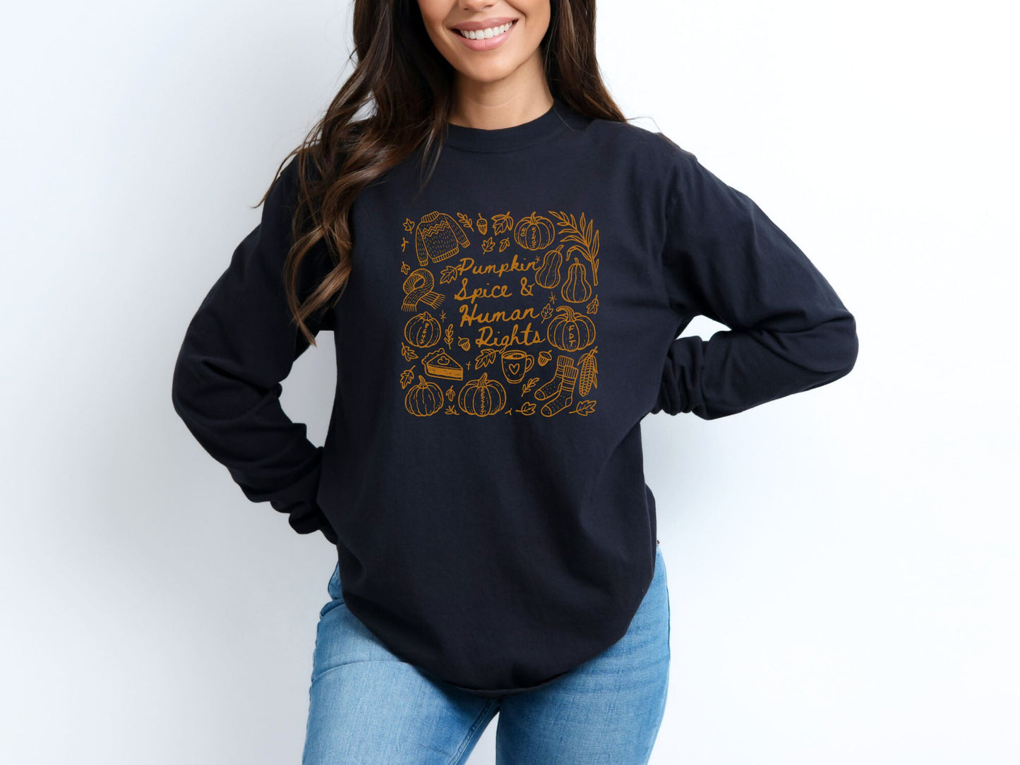 Pumpkin Spice and Human Rights Subtle Fuck Trump Long Sleeved Comfort Colors Shirt