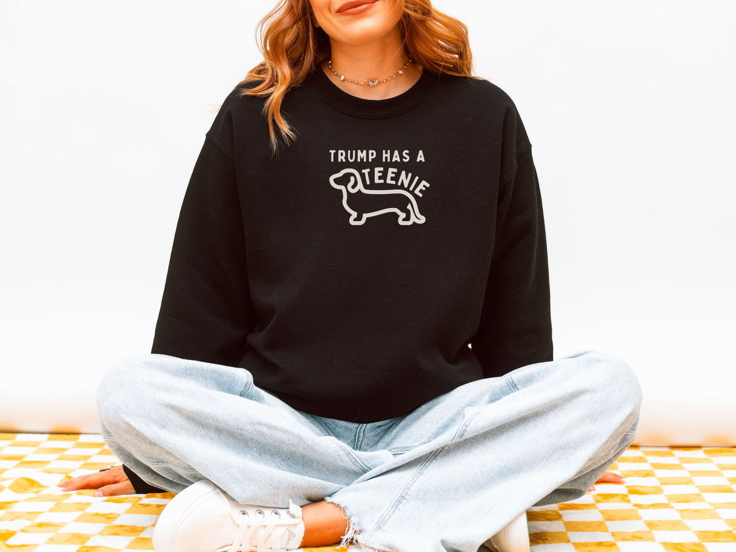 Anti Trump Teenie Weenie Dauhshund Crewneck Sweatshirt