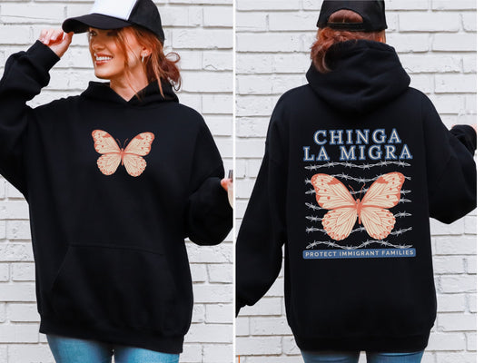 Chinga La Migra Butterfly Hooded Sweatshirt