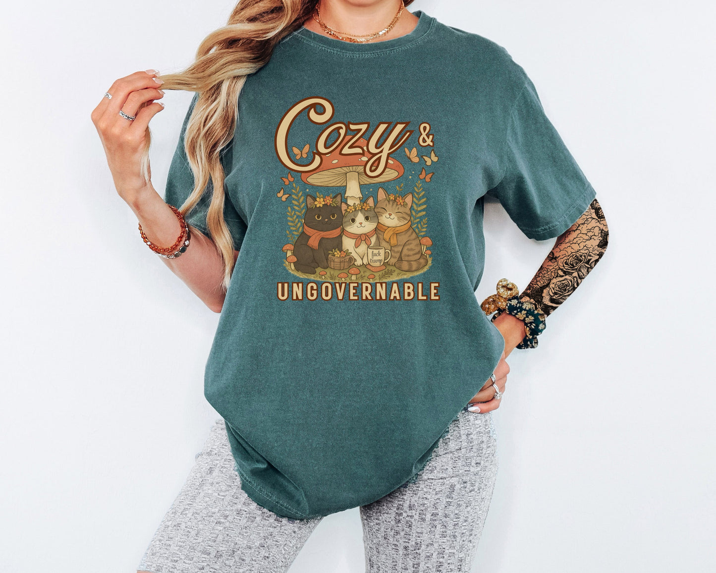 Cozy and Ungovernable Cat Subtle Fuck Trump Comfort Colors Shirt