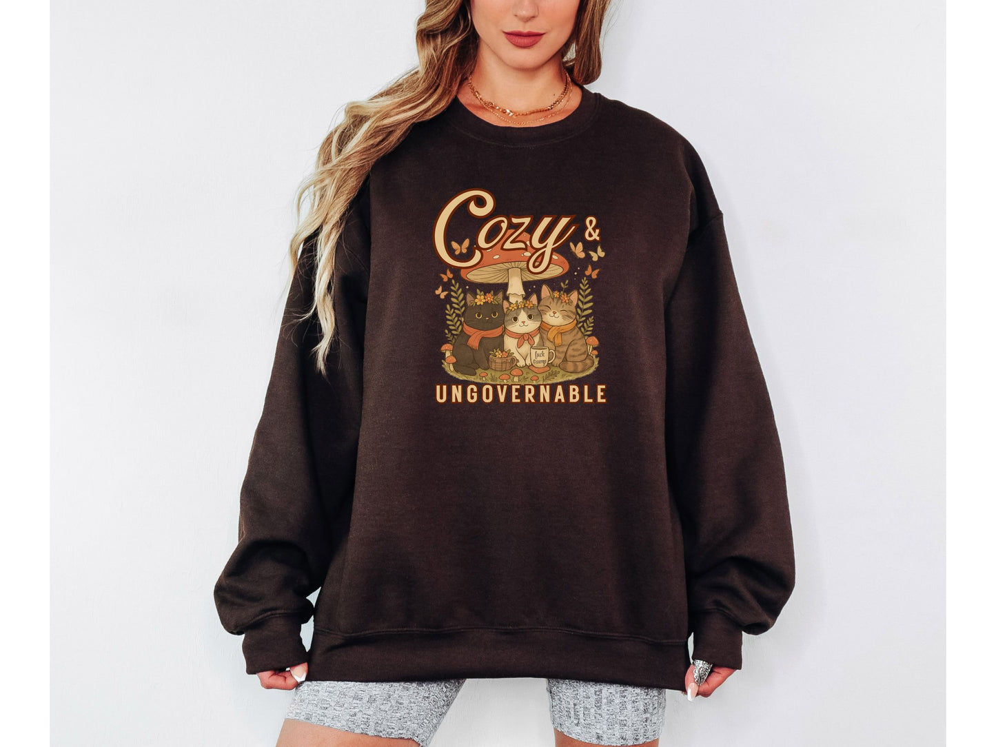 Cozy and Ungovernable Cat Subtle Fuck Trump Crewneck Sweatshirt