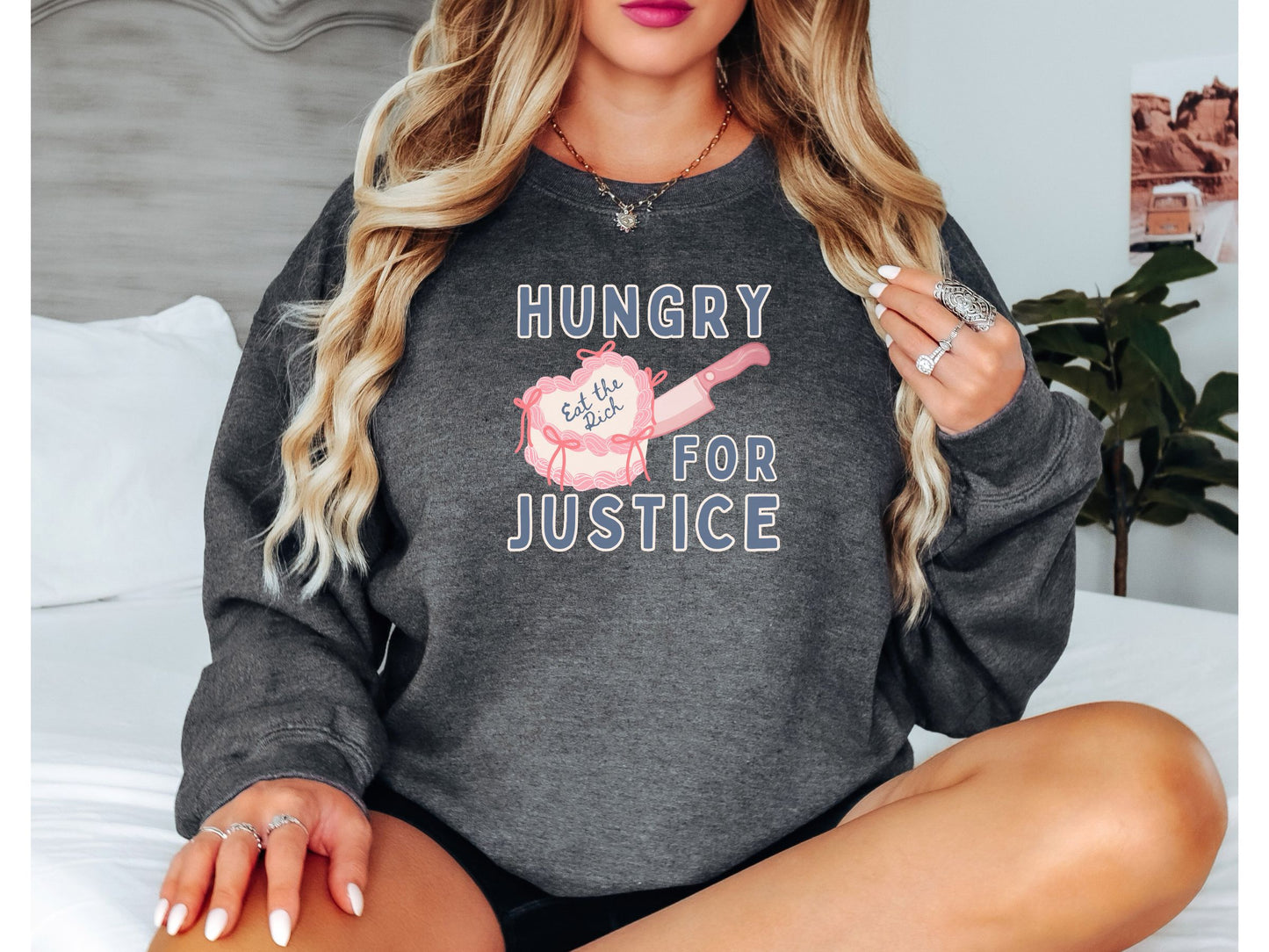 Hungry For Justice Eat The Rich Crewneck Sweatshirt