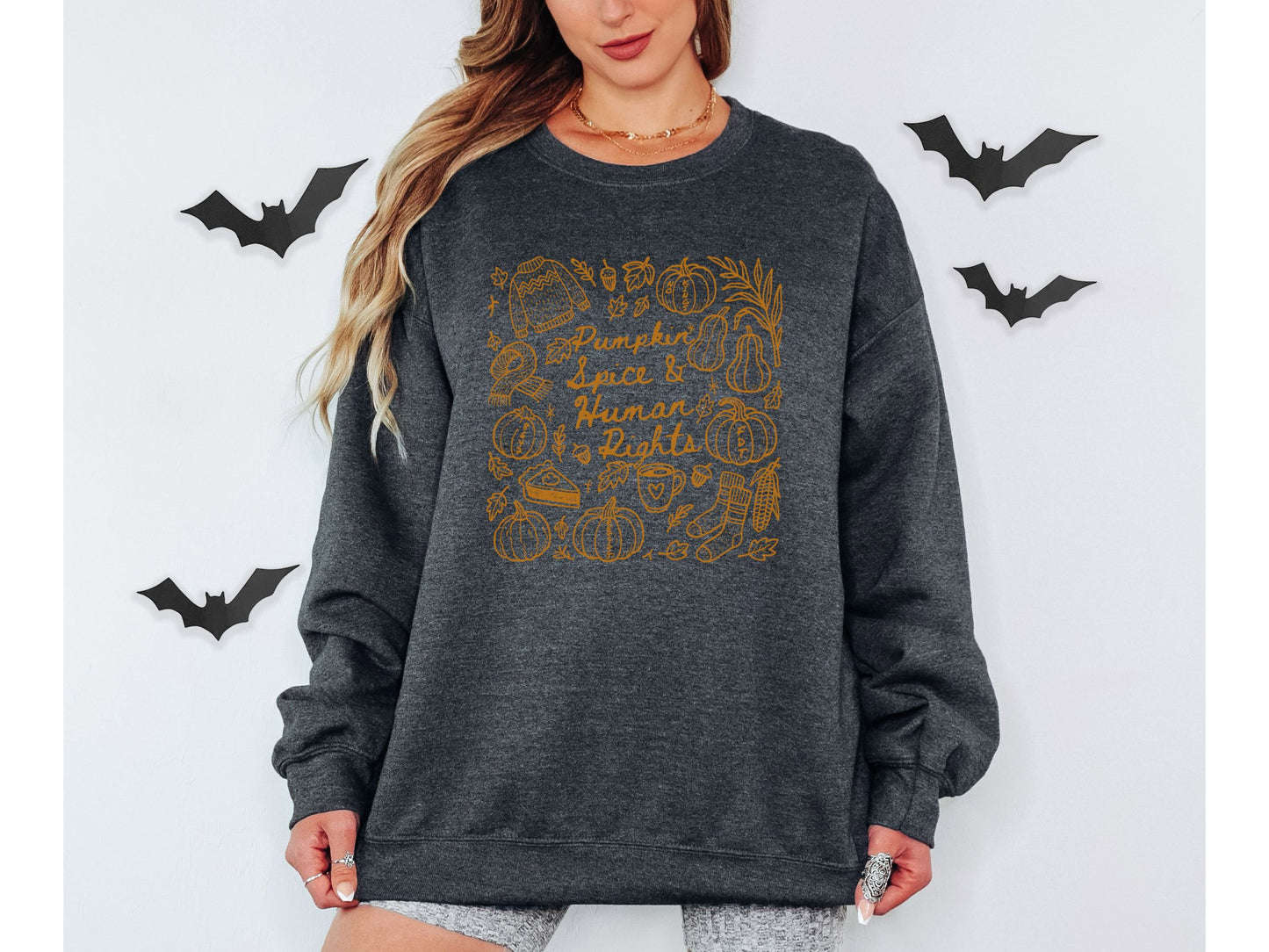 Pumpkin Spice and Human Rights Subtle Fuck Trump Crewneck Sweatshirt