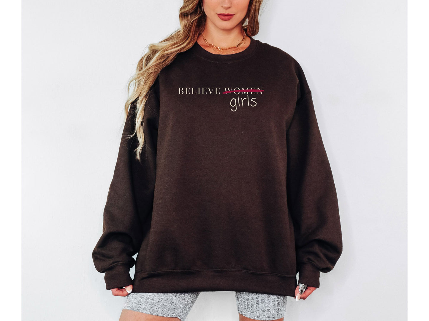 Believe Women Epstein List Anti Trump Crewneck Sweatshirt