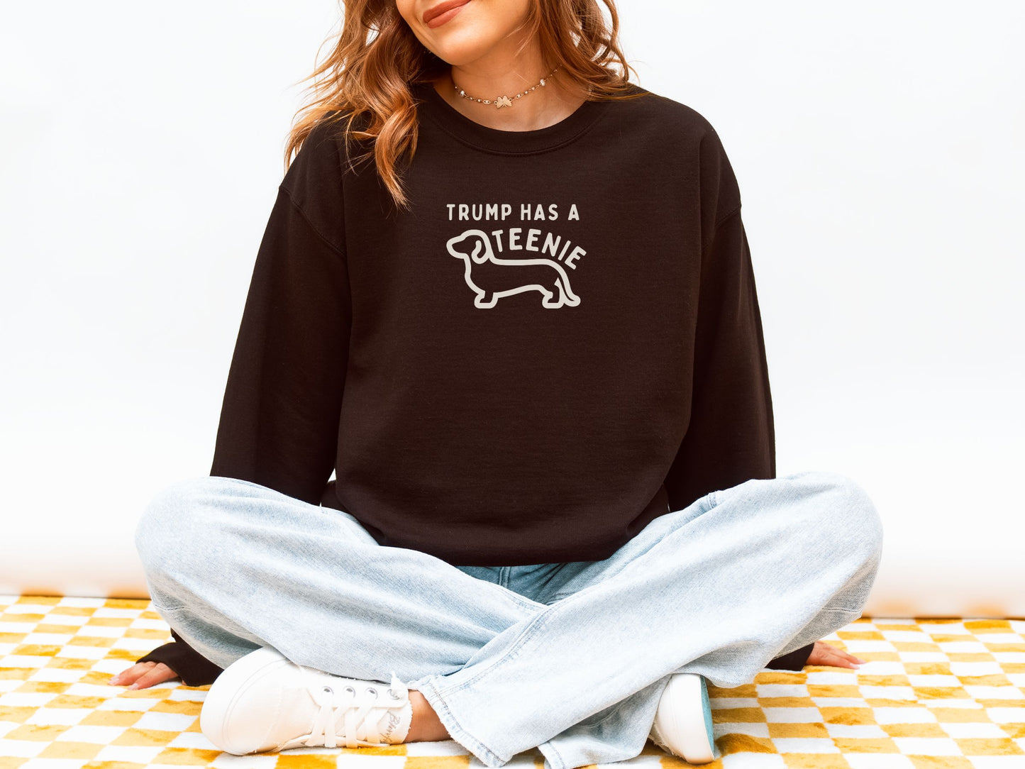 Anti Trump Teenie Weenie Dauhshund Crewneck Sweatshirt