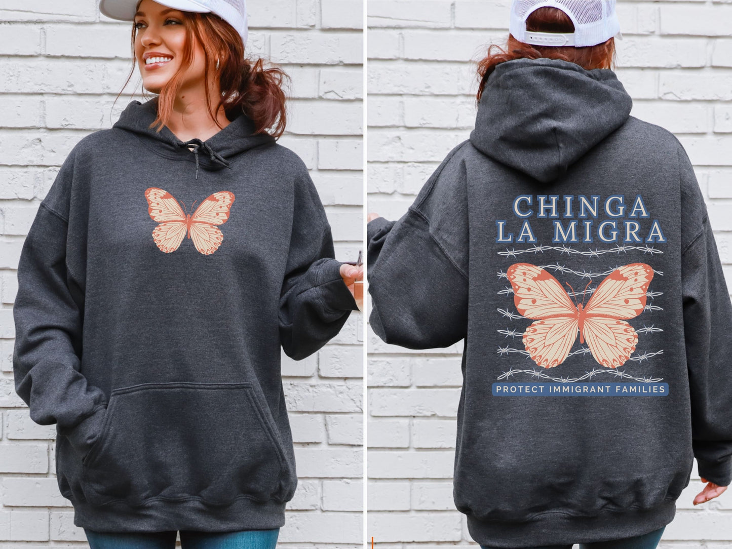 Chinga La Migra Butterfly Hooded Sweatshirt