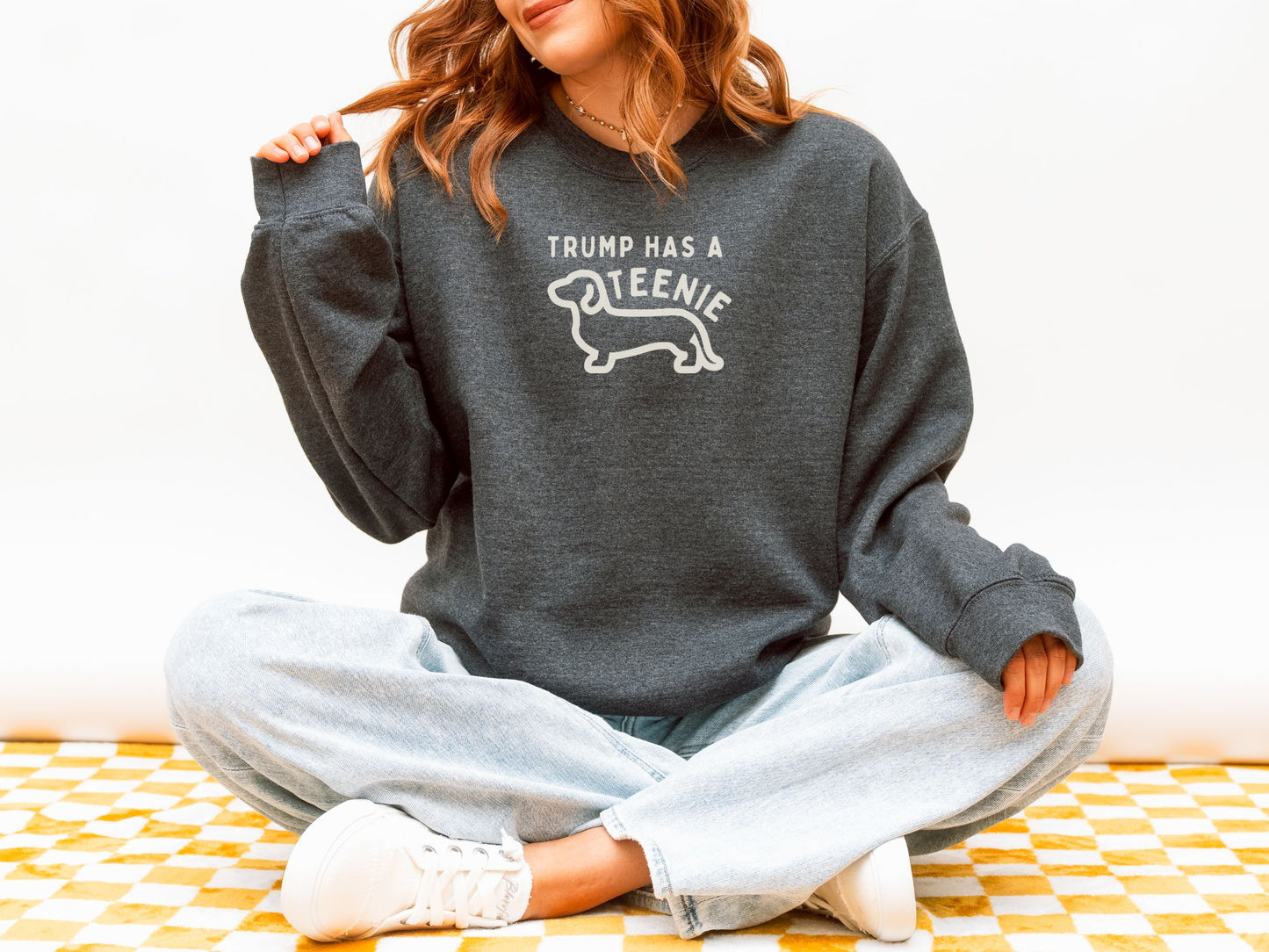 Anti Trump Teenie Weenie Dauhshund Crewneck Sweatshirt