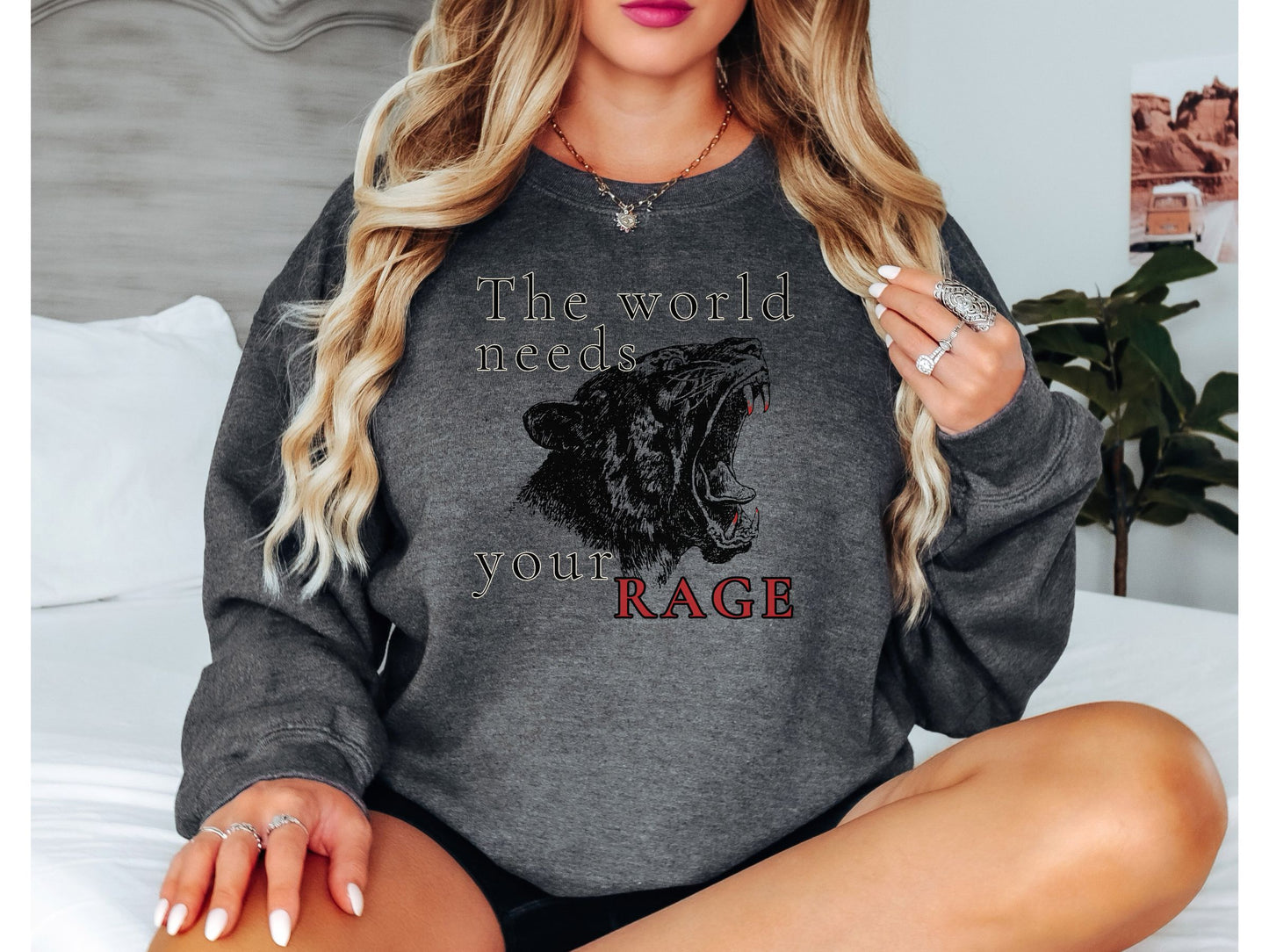 The World Needs Your Rage Tiger Crewneck Sweatshirt