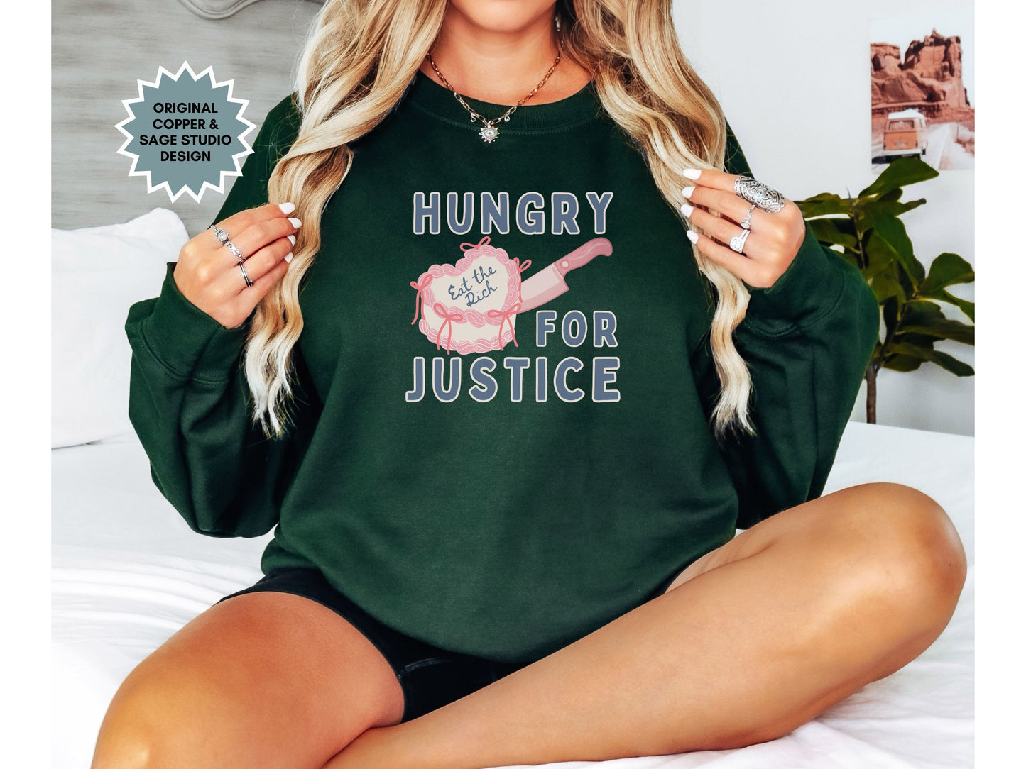 Hungry For Justice Eat The Rich Crewneck Sweatshirt