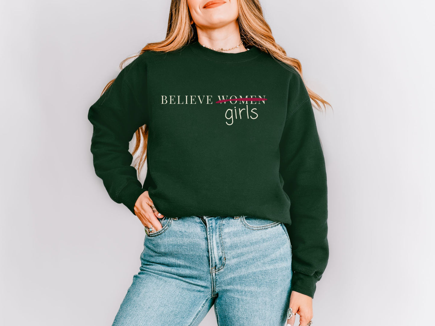 Believe Women Epstein List Anti Trump Crewneck Sweatshirt