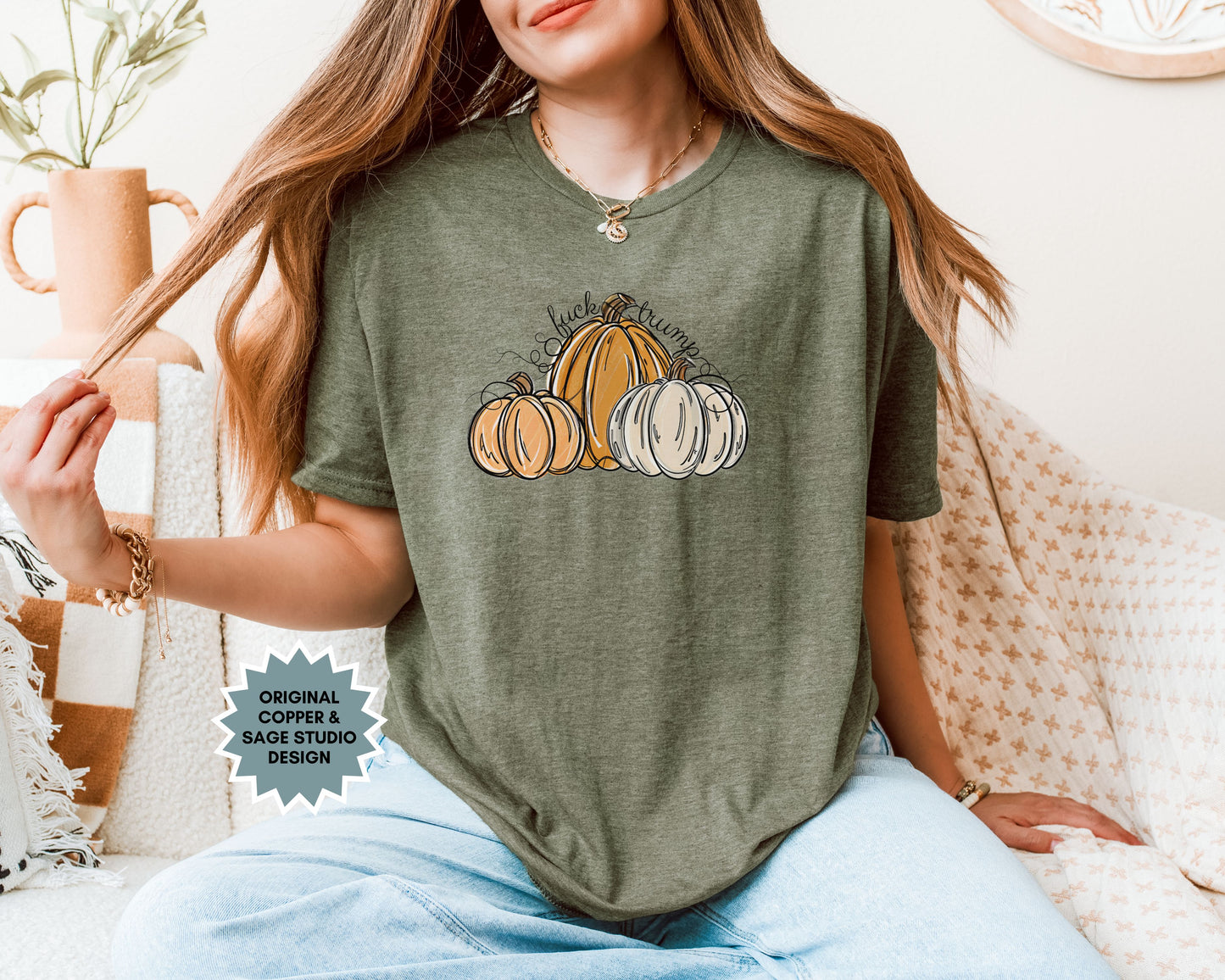 Subtle Fuck Trump Pumpkin Halloween Tee Shirt