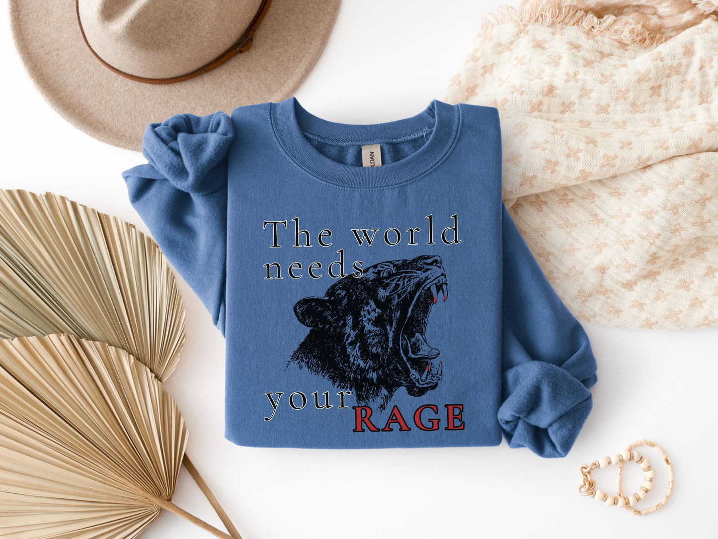 The World Needs Your Rage Tiger Crewneck Sweatshirt