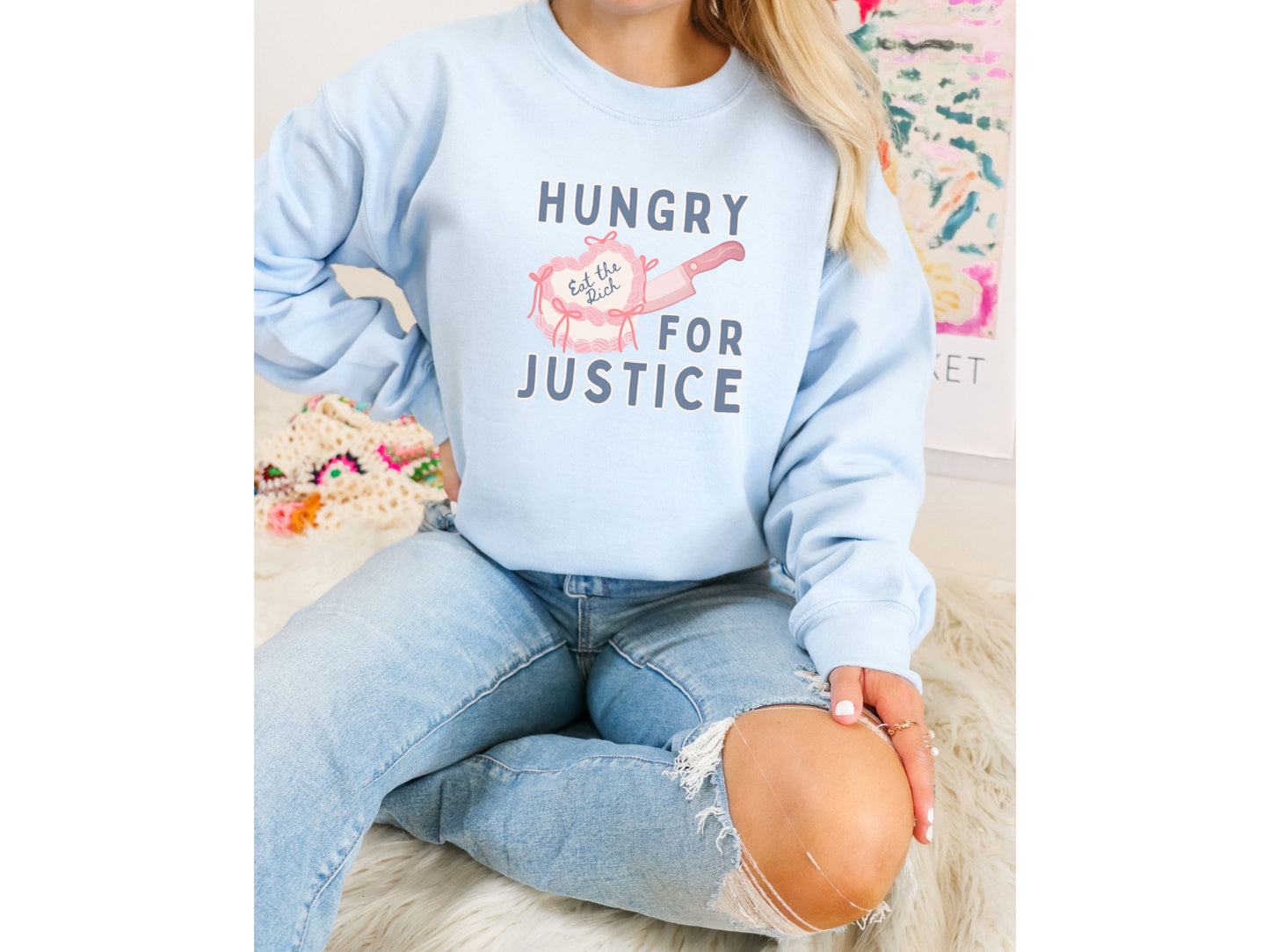 Hungry For Justice Eat The Rich Crewneck Sweatshirt