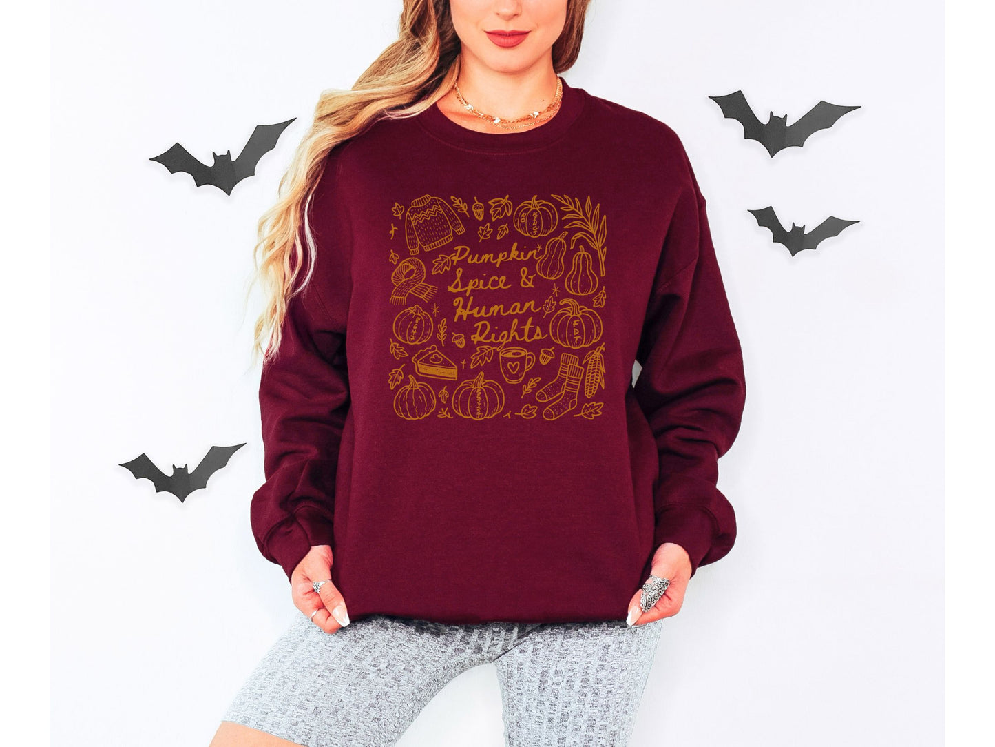Pumpkin Spice and Human Rights Subtle Fuck Trump Crewneck Sweatshirt