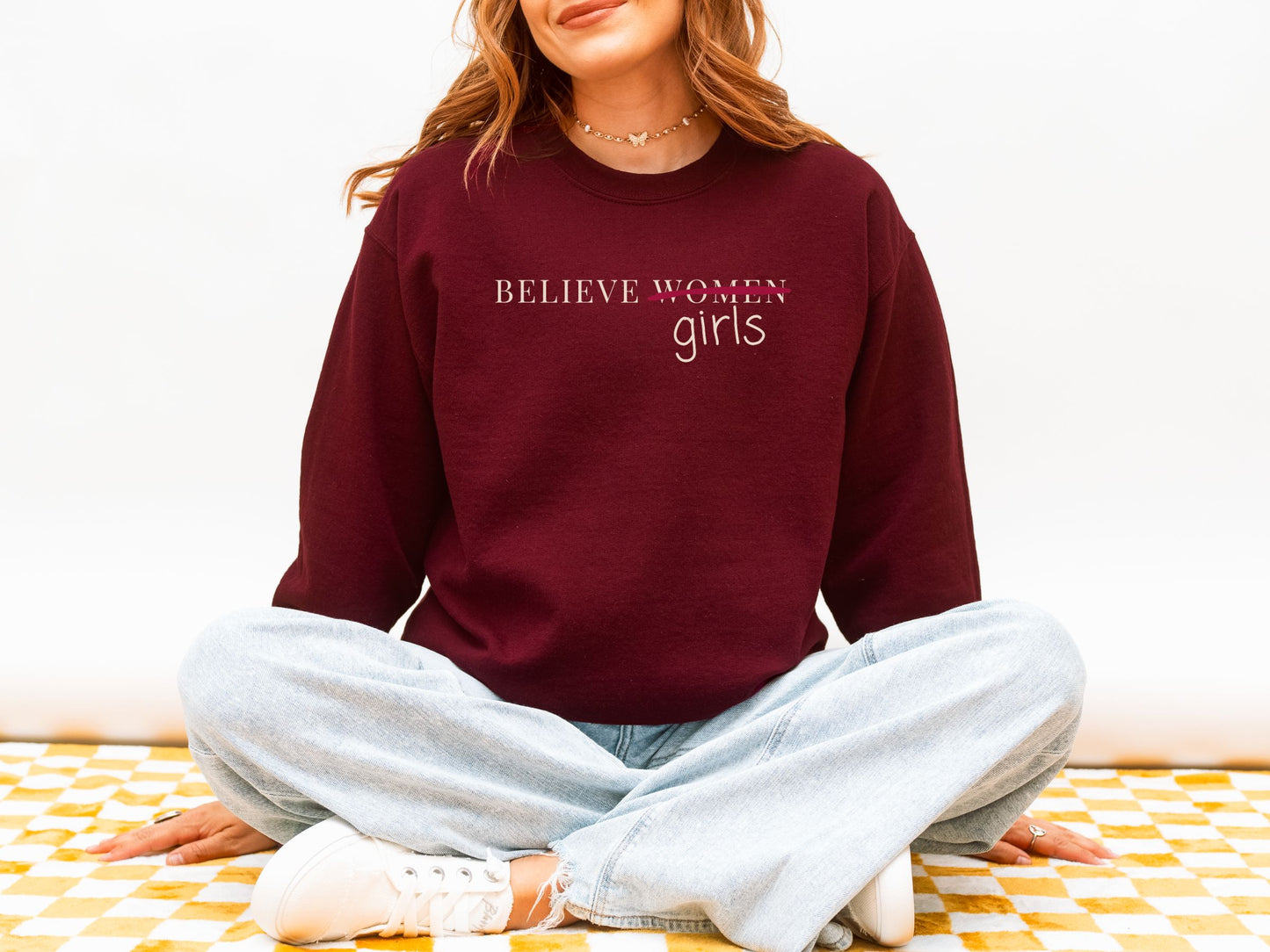 Believe Women Epstein List Anti Trump Crewneck Sweatshirt
