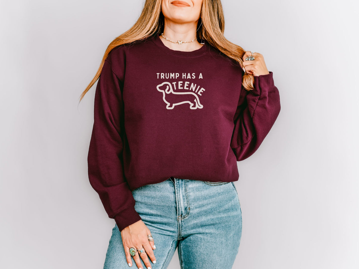 Anti Trump Teenie Weenie Dauhshund Crewneck Sweatshirt