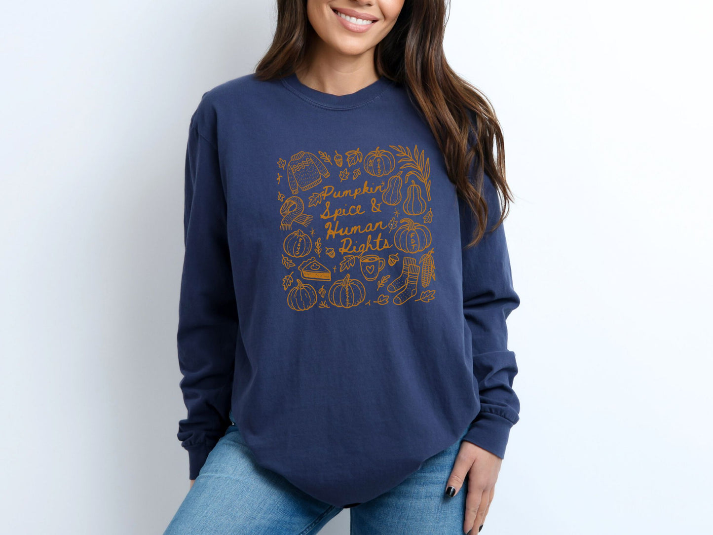 Pumpkin Spice and Human Rights Subtle Fuck Trump Long Sleeved Comfort Colors Shirt