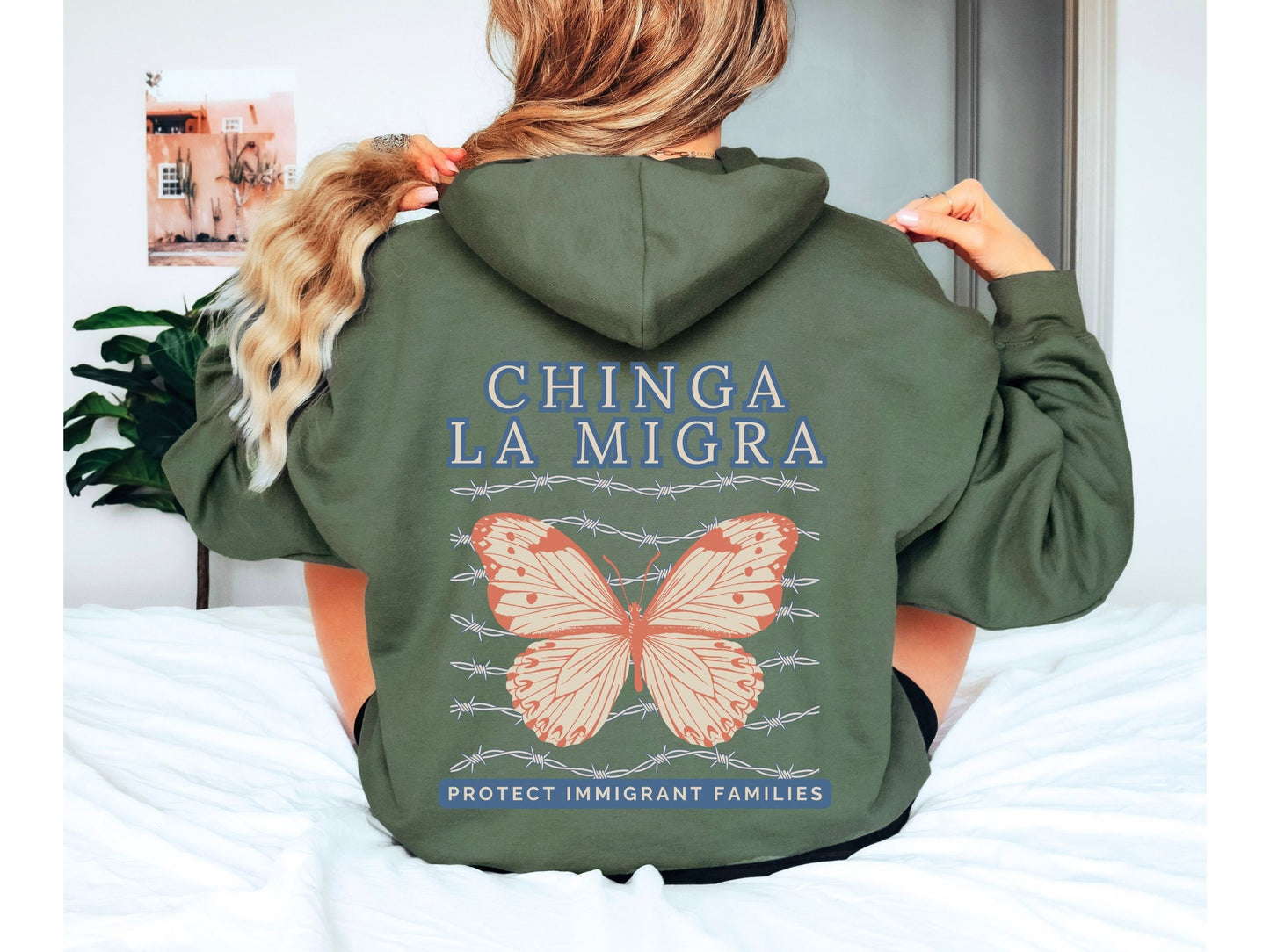 Chinga La Migra Butterfly Hooded Sweatshirt