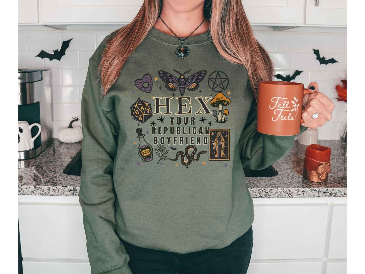 Hex Your Republican Boyfriend Anti Trump Halloween Crewneck Sweatshirt